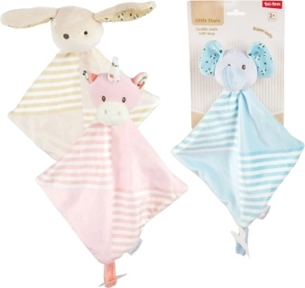 Pluche knuffeldoekje met diertjes en lus voor speen