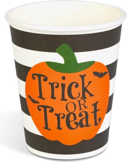 Halloween papieren bekers met pompoen 250 ml, 8 stuks