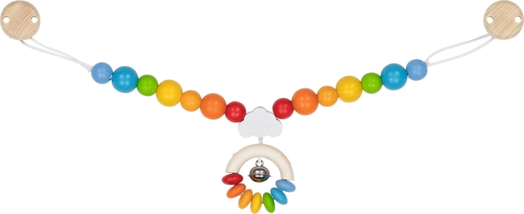 Regenboog kinderwagenketting met clips - 1 stuk