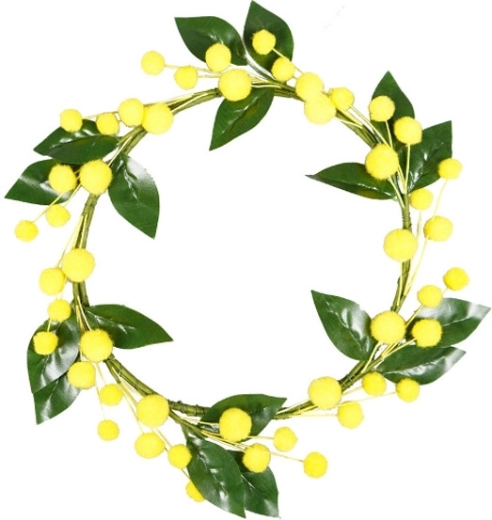 Lente decoratieve krans met gele bolletjes