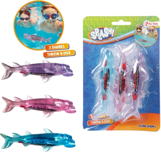 Duikhaaien voor in het zwembad, set van 3 stuks 13 cm