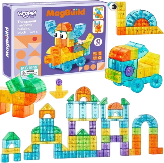 Woopie transparante magnetische bouwset met 43 onderdelen