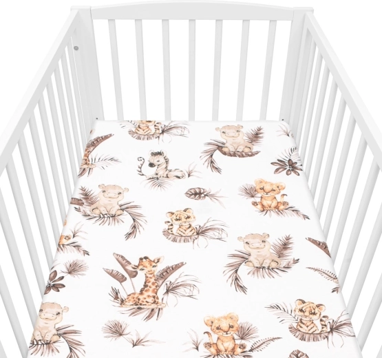 Katoenen hoeslaken voor ledikant New Baby Safari 120 × 60 cm