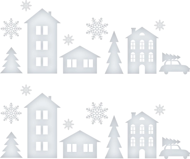 Kerstdecoratie voor het raam met winterlandschap 37,5 × 27 cm