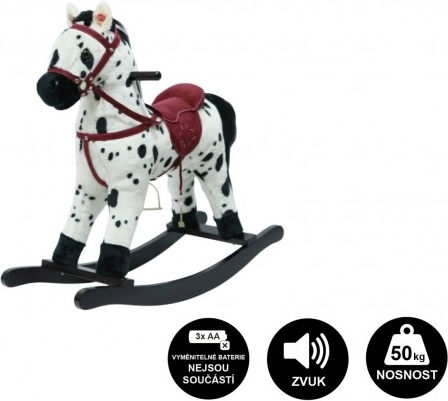 Pluche hobbelpaard op batterijen met geluid en beweging – Witbruin