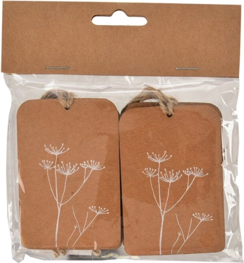 Papieren naamkaartjes met botanisch motief wit – 4 stuks