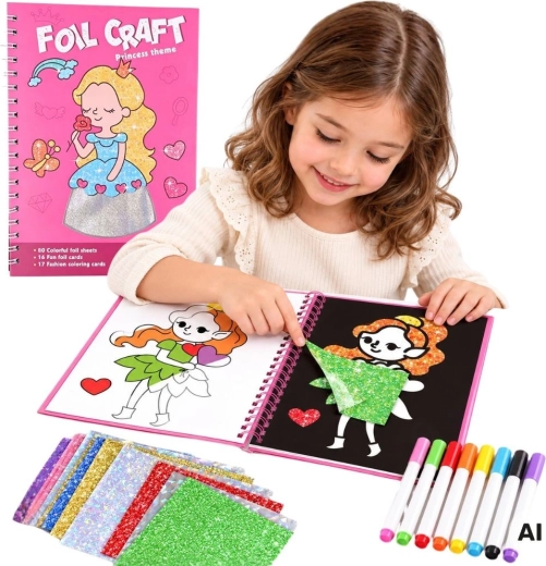 WOOPIE creatieve set met folies en kleurplaten Prinsessen 121 onderdelen