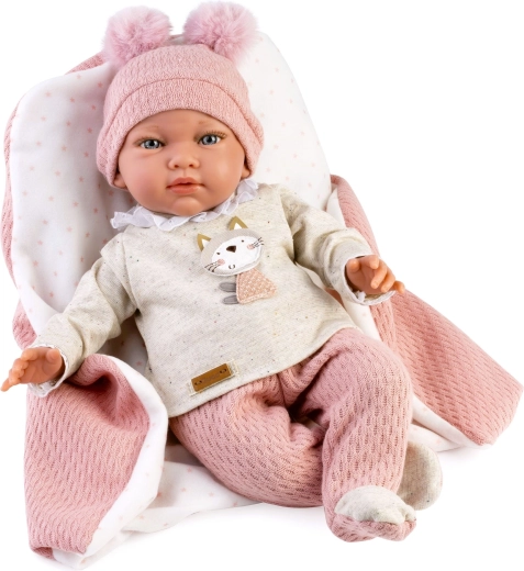 Guca Nerea realistische verzwaarde babypop met geluiden en zacht stoffen lichaam, 42 cm