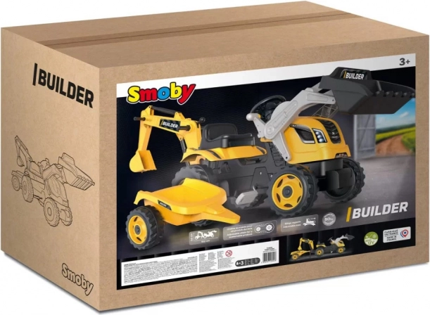 Trappertractor Builder Max met graafarm en aanhanger