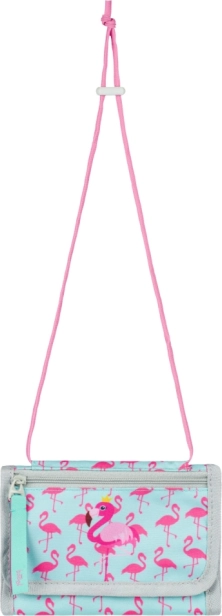 Portemonnee voor om de nek met flamingo-motief