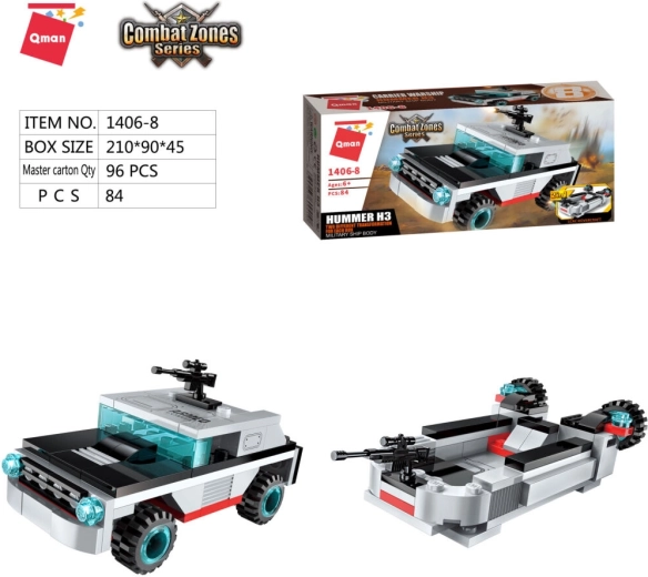 Qman Aircraft Carrier auto Hummer H3 2-in-1 bouwset (84 onderdelen)