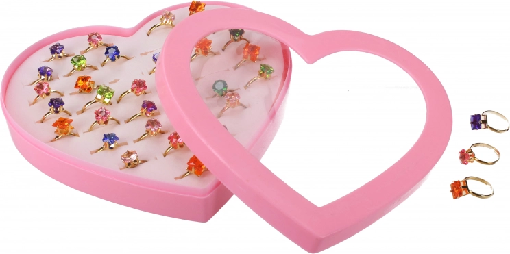 Set met ringen met gekleurde steentjes voor kinderen