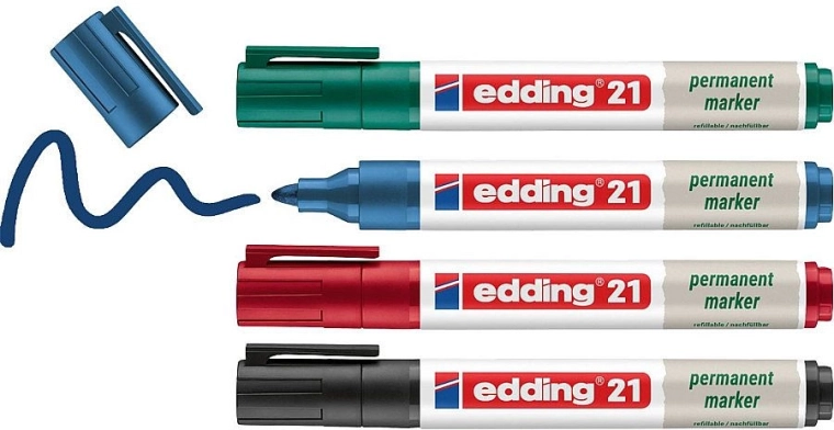 Permanent marker Edding EcoLine 21, set van 4 stuks