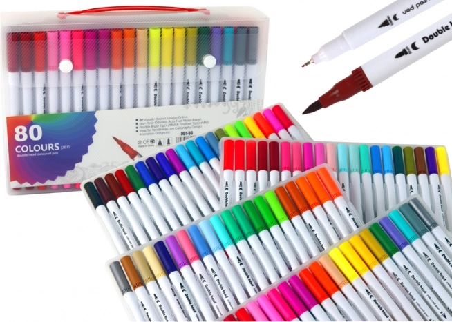 Set van dubbele stiften 80 stuks in kleurrijke organizer