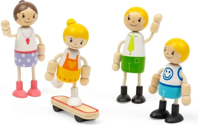 Gezinsset van 4 figuren inclusief skateboard