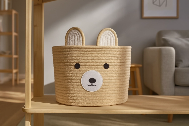 Textiele opbergmand teddybeer 28 × 22 cm, beige