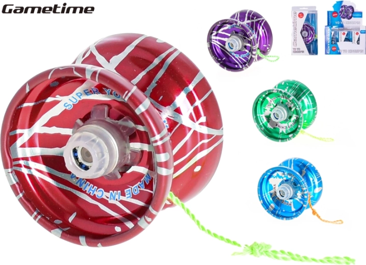 Gametime metalen jojo 5,5 cm, mix van 4 kleuren, 12 stuks in een box