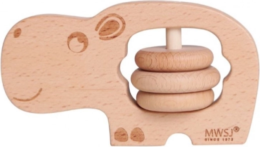 Houten rammelaar nijlpaardje