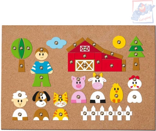 WOODY Houten hamerspel Dieren en mensen - 150 stuks