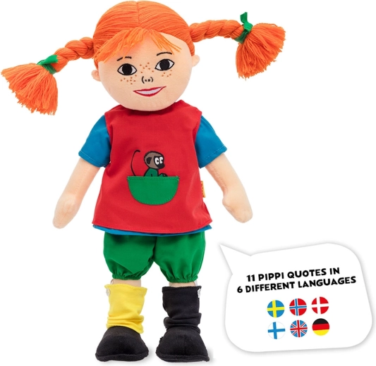 Zachte pratende pop Pippi Langkous 40 cm