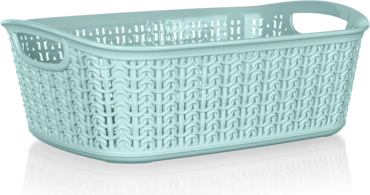 Rattanmandje van kunststof 3 l, mint, 26,5 × 20 × 9,5 cm