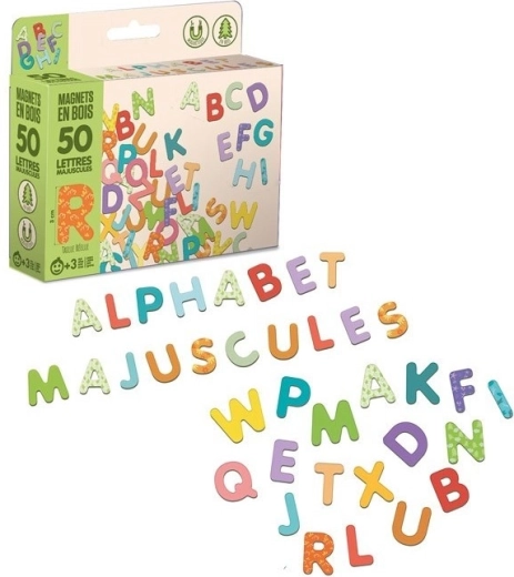 Jeujura houten magnetische grote letters 50 stuks