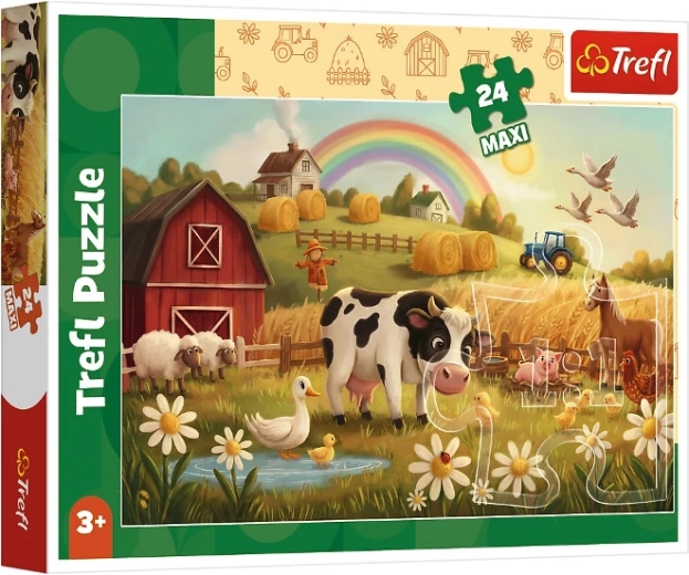 Maxi puzzel 24 stukjes Koe op de boerderij