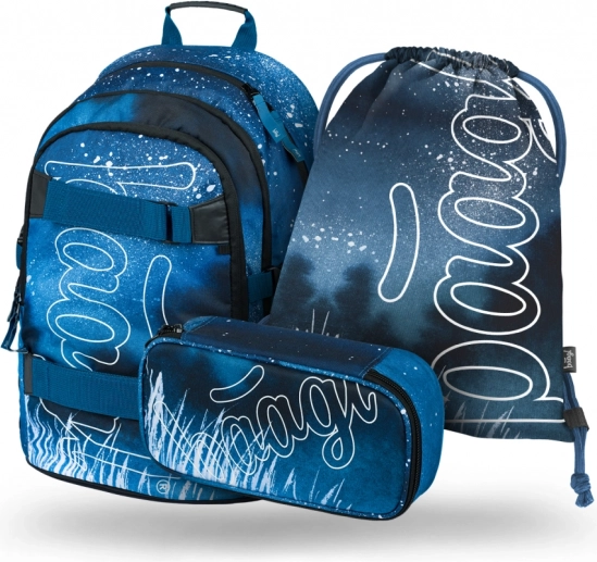 Schoolset BAAGL Skate Steel: rugzak, etui en zak