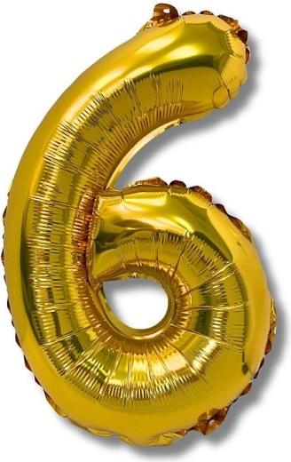 Folieballon cijfer 6 goud 40 cm