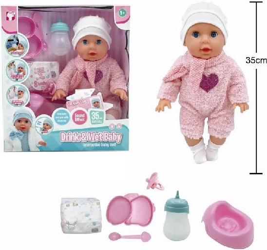 pop Tosia 35 cm drinkt en plast met accessoires