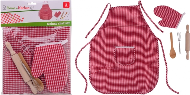 Kinderkookset met schort en handschoen