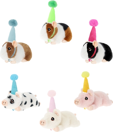 Keeleco feestvarken met feestmuts 15 cm assorti - 1 stuk