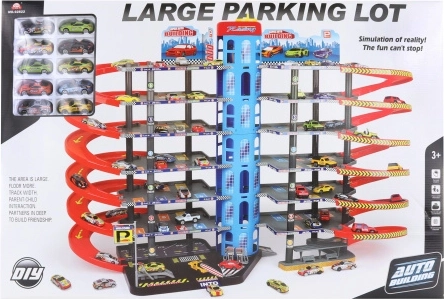 Grote verdiepte garage met autootjes