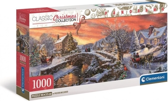 Clementoni panorama puzzel Kerststadje 1000 stukjes