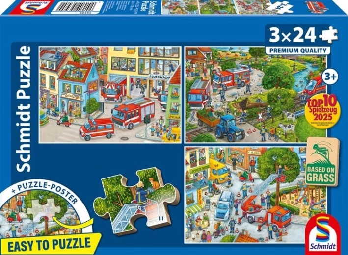 Puzzel brandweer 3×24 stukjes