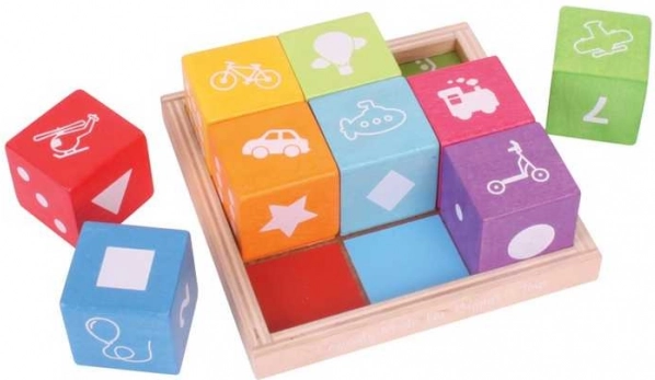 Bigjigs houten afbeeldingsblokjes ABC met dienblad