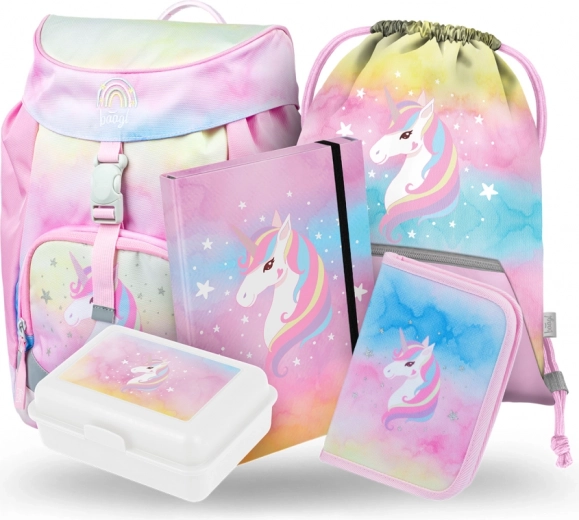 Baagl schoolset Regenboog Eenhoorn