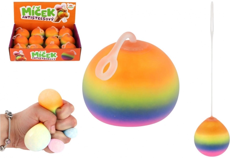Anti-stress knijpballetje regenboog 6 cm