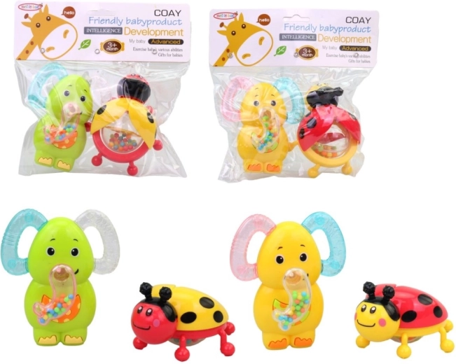 Babyrammelaars met dieren - 2 stuks