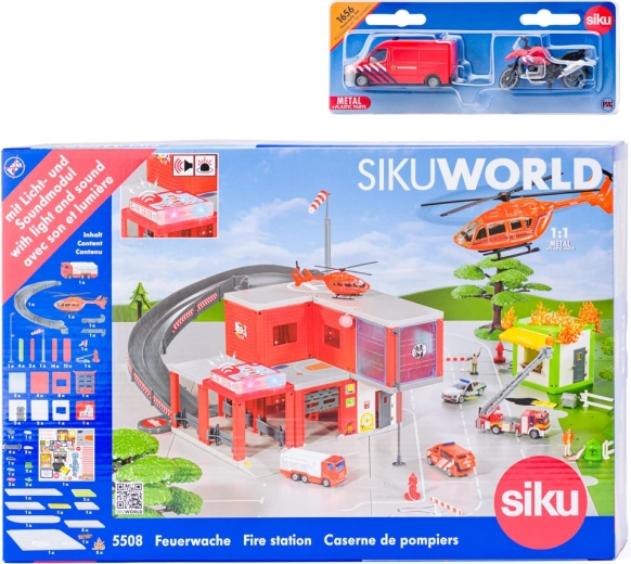 SIKU World brandweerkazerne met brandweerauto