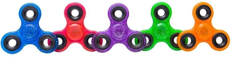 Glitter fidget spinner 7,5 cm – verschillende kleuren - 1 stuk