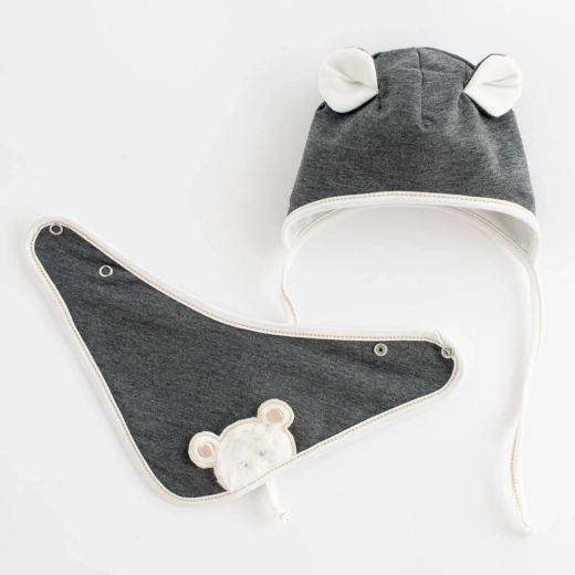 Voorjaars baby mutsje met neksjaal New Baby Sebastian, grijs