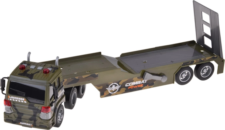 Transportvrachtwagen met afneembare oplegger en oprijplaat