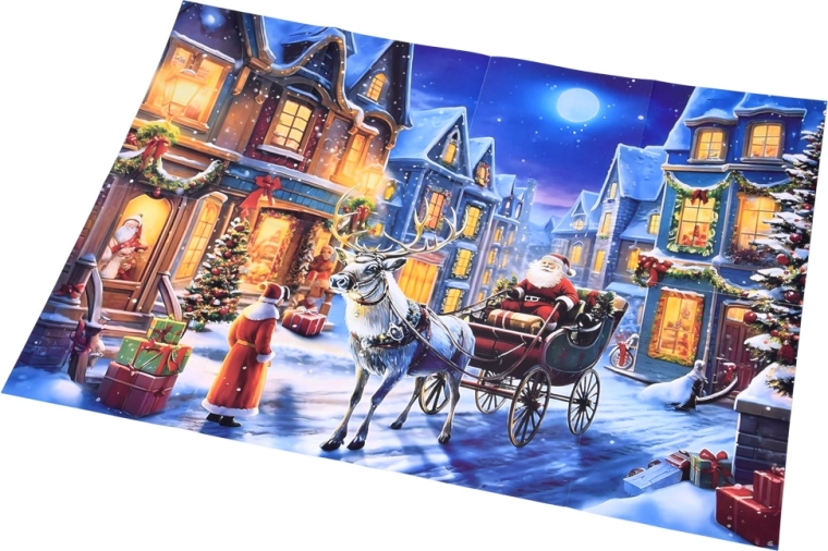 Grote vintage poster met kerstsfeer