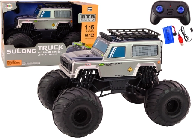 Grote RC-auto SUV op afstand bestuurbaar, schaal 1:6, grijs
