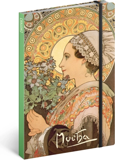 Notitieboek Alfons Mucha – Distel, gelinieerd, 13 × 21 cm