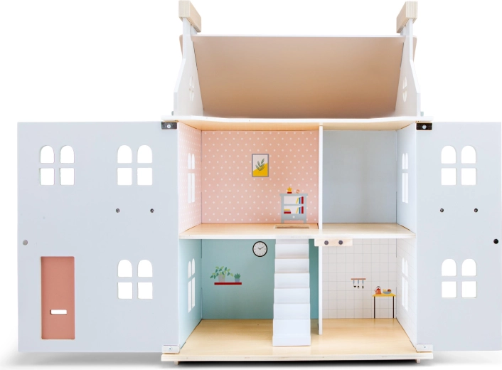 Openklapbaar huis met meerdere kamers