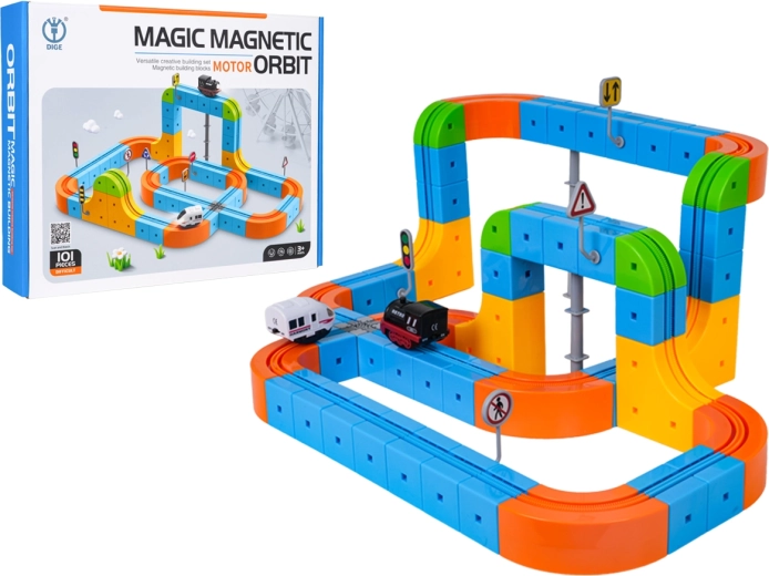 Magnetische kleurrijke treinbaan met 101 onderdelen