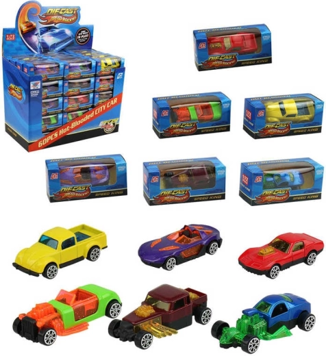 Metalen raceautootje Speed King 6 cm - 1 stuk