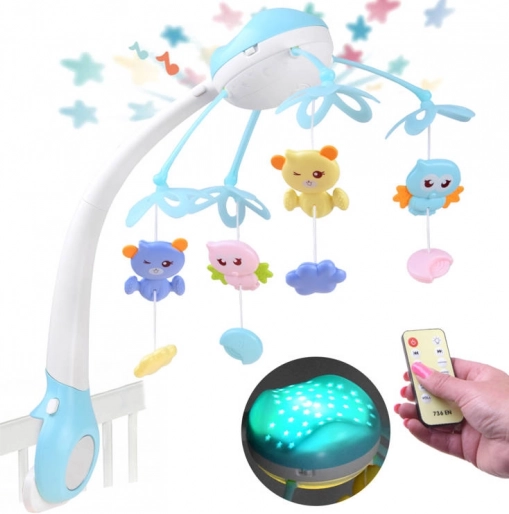 Baby mobiel voor boven het ledikant met projector en afstandsbediening – Projector